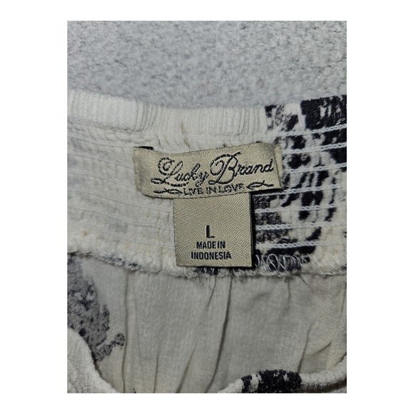 Lucky Brand Crop Top Women's Large Off Shoulder 3/4 Sleeve White Floral Viscose - Picture 2 of 7